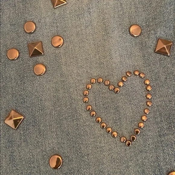 DG2 New Classic Stretch Denim Embellished Heart Jeans Chambray 6 New - Picture 7 of 16